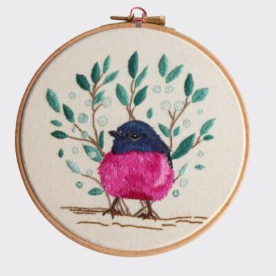 Kit de bordado Pink Robin
