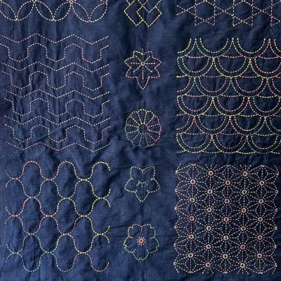 Panel de sashiko azul_kit de bordado a mano